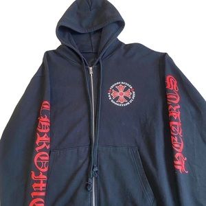 Chrome Hearts Made In Hollywood Red Cross Zip Up Hoodie